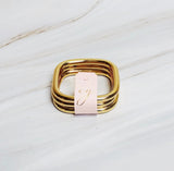 Gold Square Bangle Bracelet Set (3)