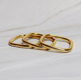 Gold Square Bangle Bracelet Set (3)