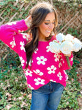 Plush Pink Daisy Sweater