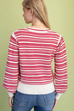 Red Bow Stripe Sweater