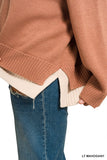 Zenana Lt Mahogany Collared VNeck Sweater Plus