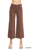 Rum Brown Zenana Wide Leg Cropped Jeans