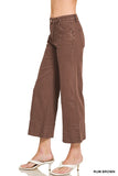Rum Brown Zenana Wide Leg Cropped Jeans