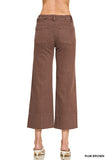 Rum Brown Zenana Wide Leg Cropped Jeans