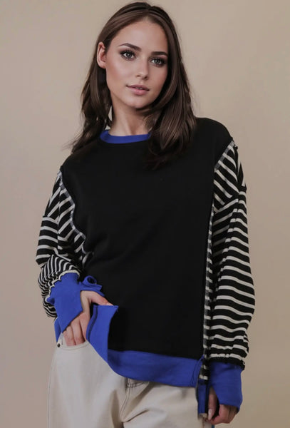 Black and Blue Striped Top