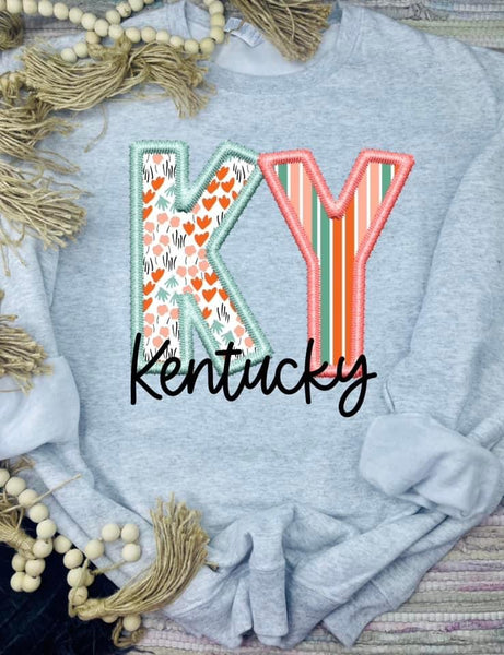 Faux Embroidered KY Sweatshirt