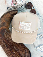 Excuse Me Trucker Hat With Pearl Chain