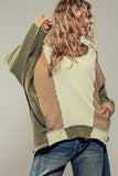 Olive, Ivory and Mocha Textured Pullover