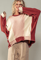 Rust, Ivory and Pink Textured Pullover