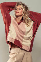 Rust, Ivory and Pink Textured Pullover