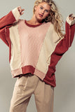 Rust, Ivory and Pink Textured Pullover