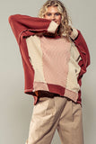 Rust, Ivory and Pink Textured Pullover