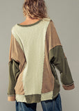 Olive, Ivory and Mocha Textured Pullover