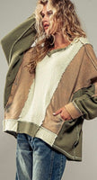 Olive, Ivory and Mocha Textured Pullover