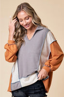 Camel, Oatmeal and Gray Pullover