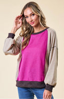 Fuchsia and Taupe Pullover