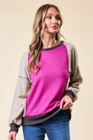 Fuchsia and Taupe Pullover