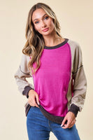 Fuchsia and Taupe Pullover