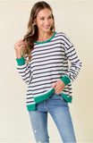 White and Green Stripe Pullover