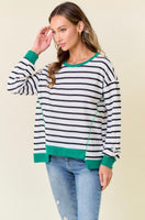 White and Green Stripe Pullover