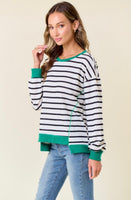 White and Green Stripe Pullover