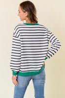 White and Green Stripe Pullover