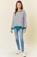 White and Green Stripe Pullover