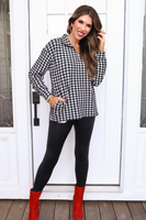 Black Houndstooth Quarter Zip Pullover