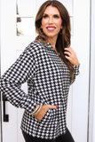 Black Houndstooth Quarter Zip Pullover