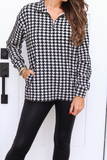 Black Houndstooth Quarter Zip Pullover