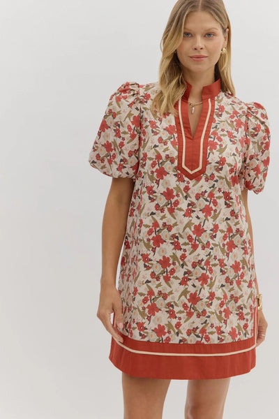 Rust Floral Dress
