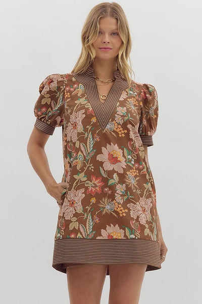 Brown Floral Dress