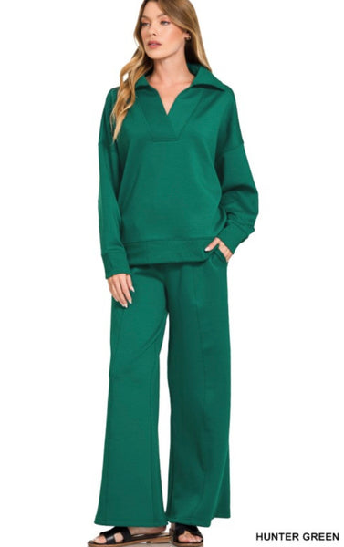 Green Collar Pant Set