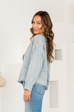 Denim VNeck Stripe Top