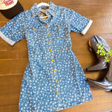 Floral Print Denim Dress