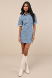 Floral Print Denim Dress