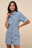 Floral Print Denim Dress