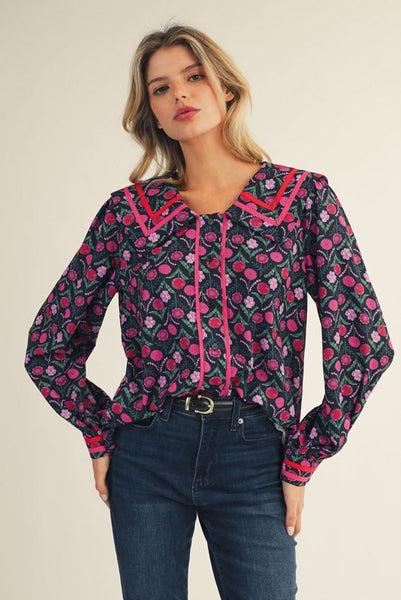 Black Poppy Peter Pan Collar Top