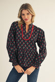 Black Floral Peplum Top