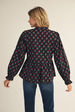 Black Floral Peplum Top