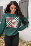 Forest Green Checker Santa Sweatshirt
