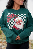 Forest Green Checker Santa Sweatshirt