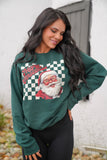 Forest Green Checker Santa Sweatshirt