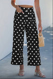 Black Polka Dot Print Patched Pocket Pants