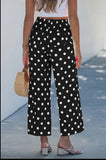 Black Polka Dot Print Patched Pocket Pants