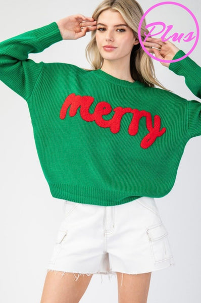 Green Merry Sweater Plus