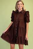 Brown Linen Button Up Shirt Dress