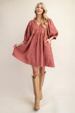 Terracotta Printed Babydoll Dress