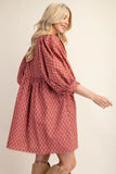 Terracotta Printed Babydoll Dress