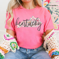Pink Floral Checkered KY Tee
